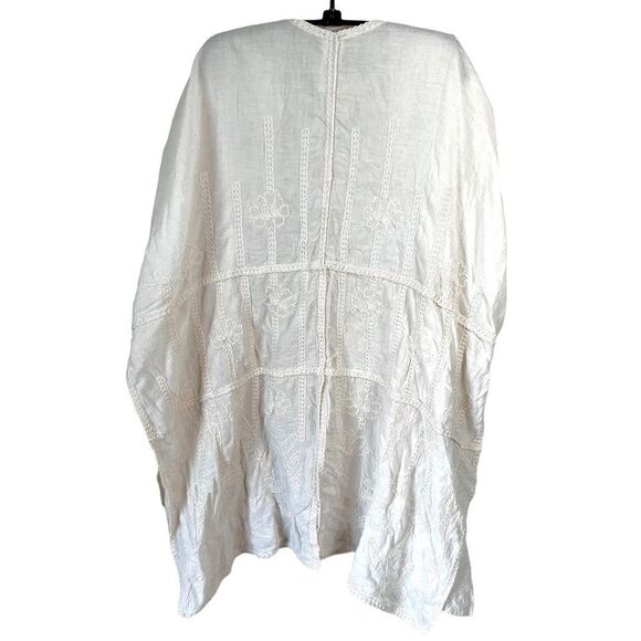 Chico’s Floral Embroidered Neutral Kaftan Ruana Wrap - Picture 8 of 9